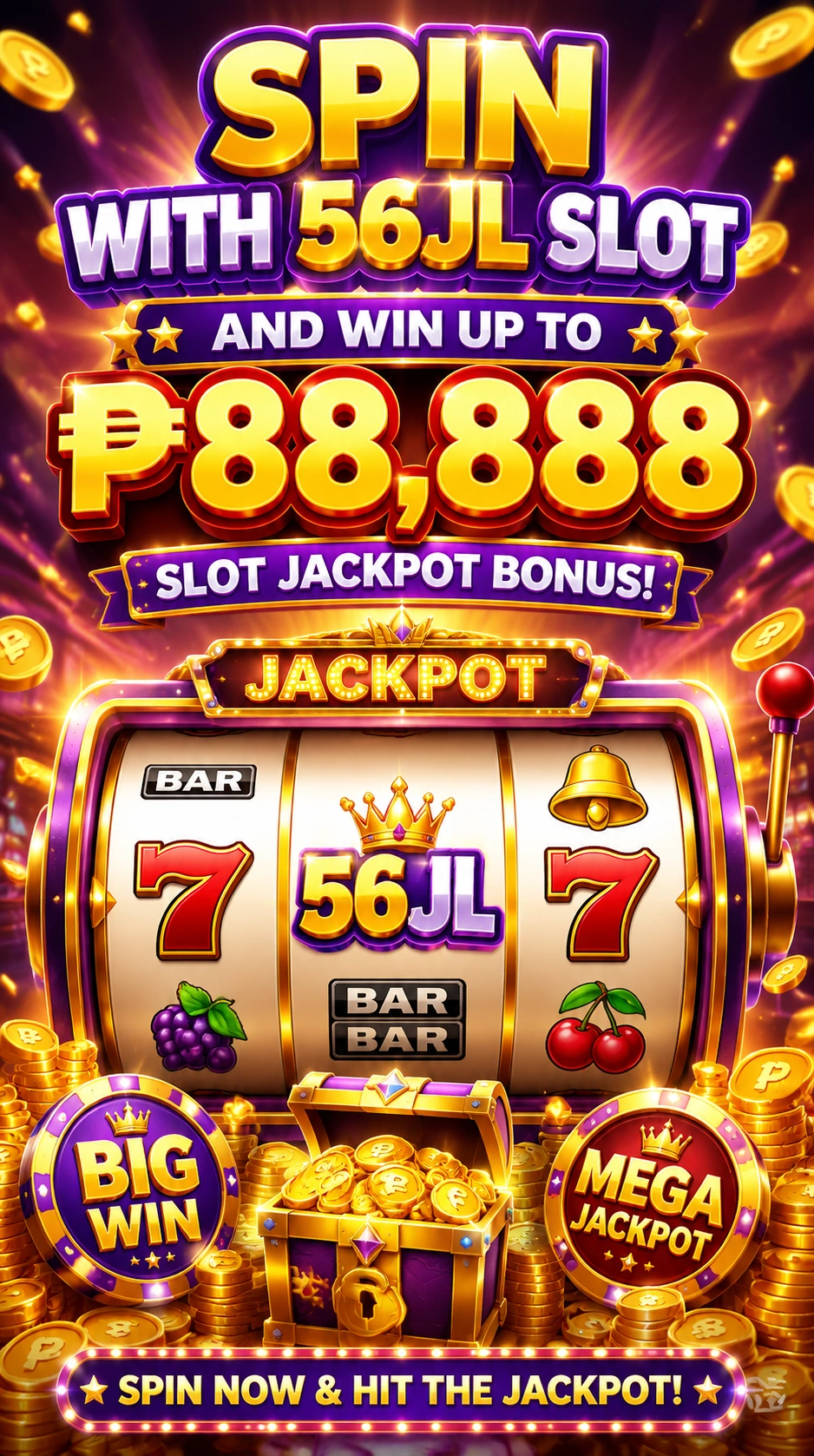 Slot game interface with bright reels and bonus icons